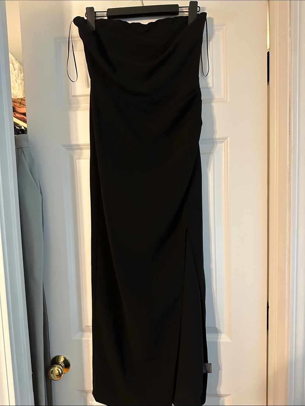 Vici Black Strapless Maxi Dress with Side Slit